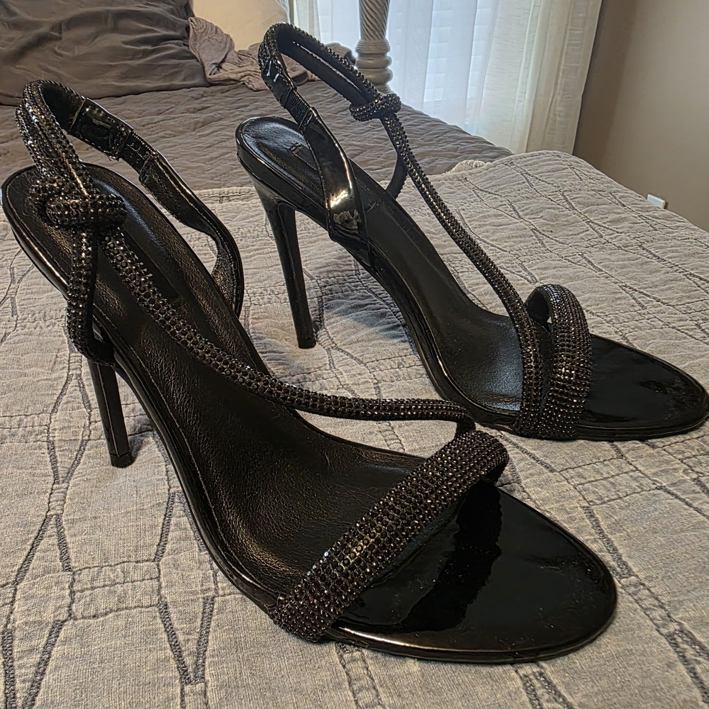 SHEIN Black Rhinestone Heels